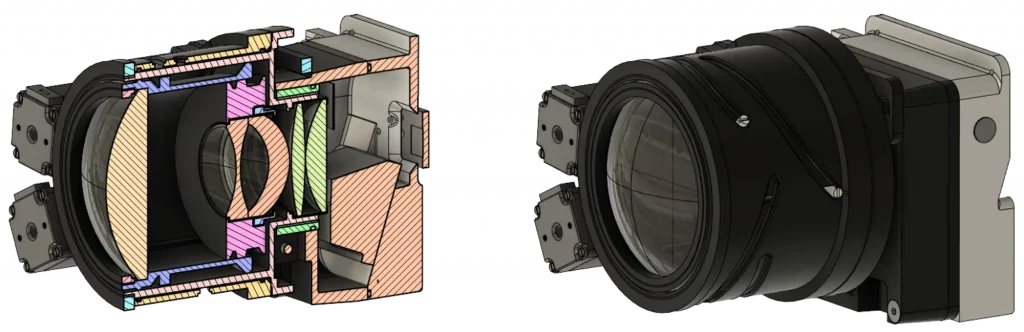 Optikentwicklung Zoom-Objektiv mit variabler Brennweite und Prototypenbau mit Mechanik Konstruktion.